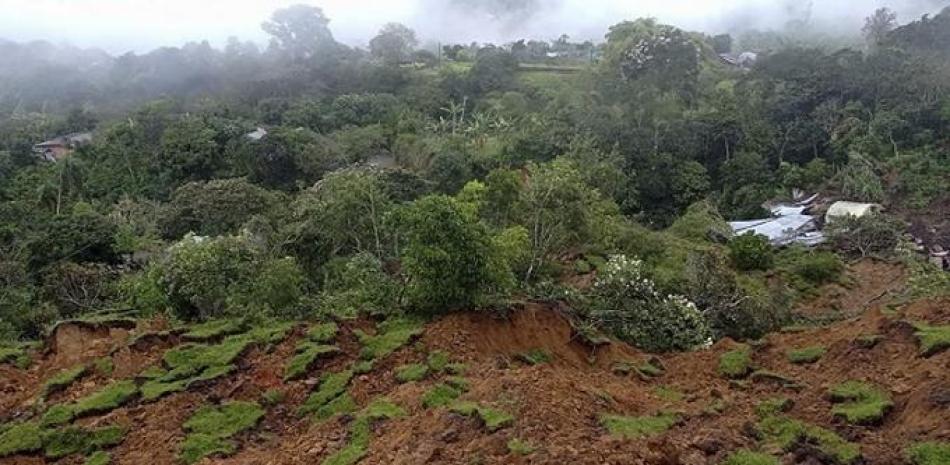 Zona afectada por derrumbe al sur de Colombia. AFP