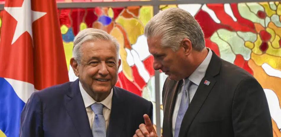 Andrés Lopez Obrador y Miguel Díaz Canel. AP