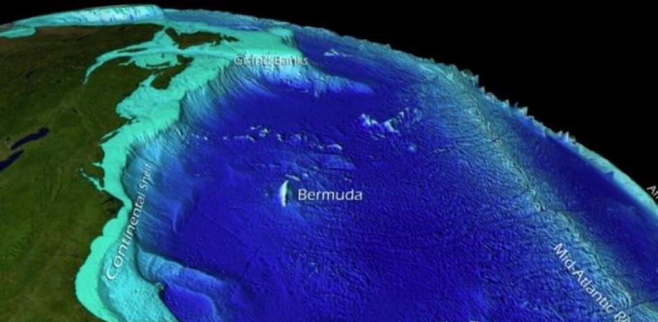 Esta visualización muestra las características batimétricas de la cuenca occidental del Océano Atlántico, incluida la plataforma continental, capturadas por satélite. © Noaa's National Environmental Satellite And Inform