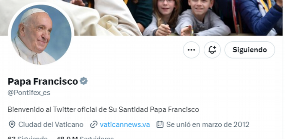 Twitter del Papa Francisco.