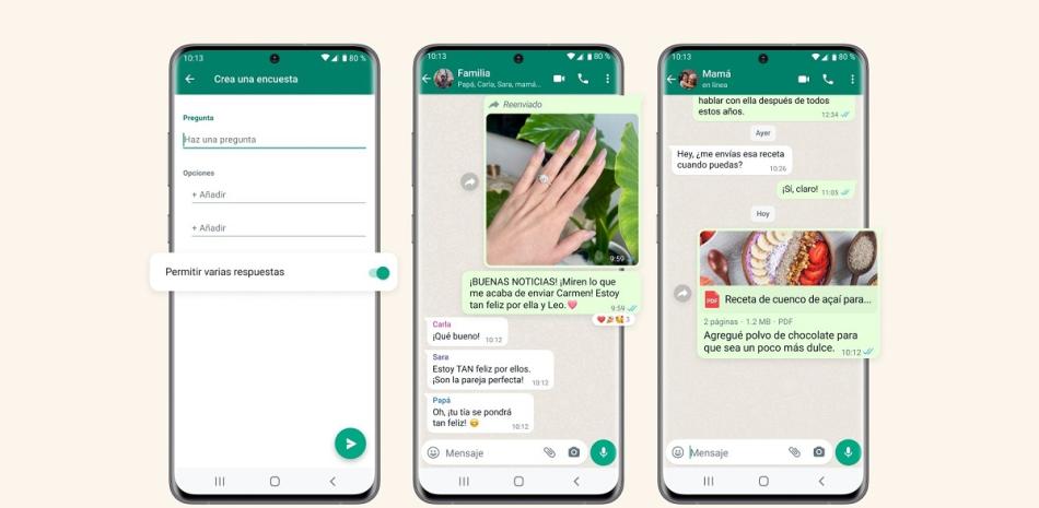 Las nuevas funciones de WhatsApp para las encuestas y los archivos.