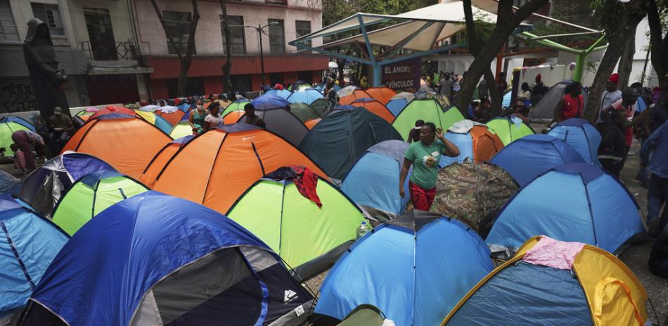 Campamento de haitianos en México