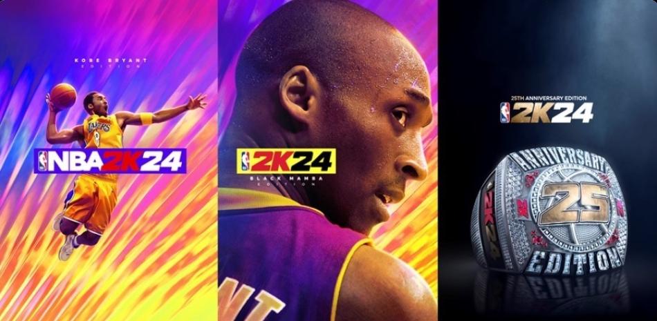 Las portadas de las tres ediciones de NBA 2K24: dos protagonizadas por Kobe Bryant y una por el 25 aniversario de la franquicia.
