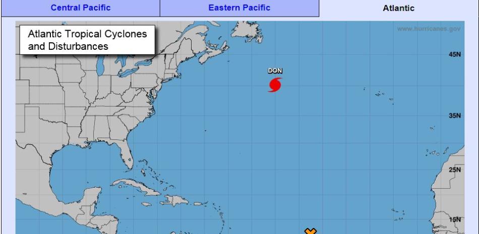 La tormenta tropical Don se fortaleció ligeramente el sábado.