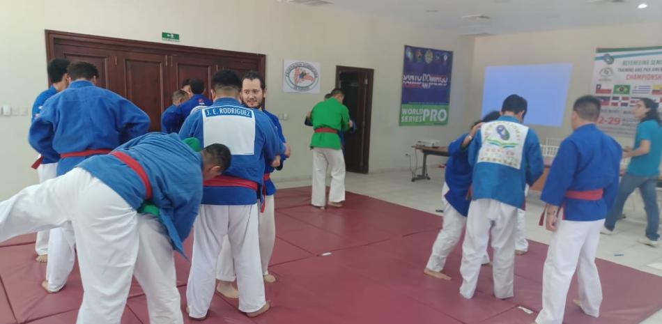 Acción de uno de los entrenamientos realizados este jueves en la apertura de los campeonatos panamericanos de kurash