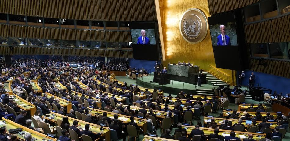El presidente Joe Biden se dirige a la 78ª Asamblea General de las Naciones Unidas en Nueva York, el martes 19 de septiembre de 2023.