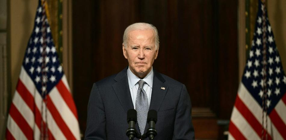 El presidente estadounidense Joe Biden habla en una mesa redonda con líderes de la comunidad judía en la Sala de Tratados Indios de la Casa Blanca el 11 de octubre de 2023.
Brendan SMIALOWSKI / AFP