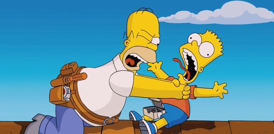 Homero Simpson estrangulando a Bart