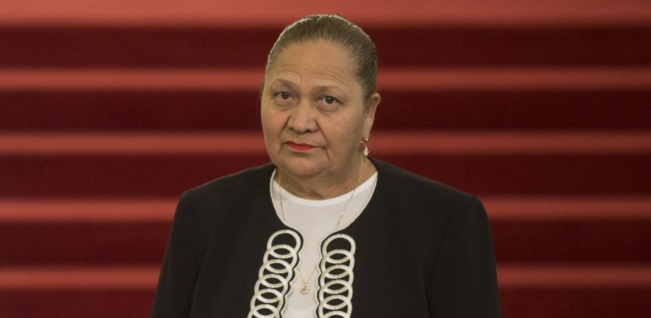 La fiscal general Consuelo Porras asiste a su ceremonia de juramentación del cargo en el Palacio Nacional en Ciudad de Guatemala, el 16 de mayo de 2018.