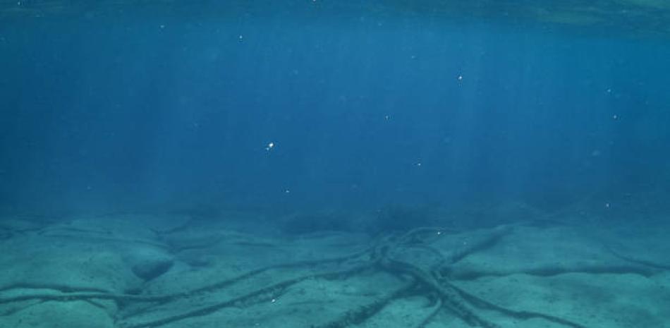 Fotografía muestra cables submarinos en el fondo del océano en el Mar Mediterráneo.