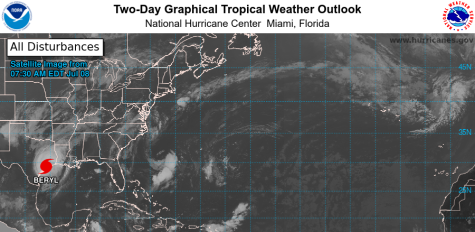 El huracán Beryl en la costade Texas