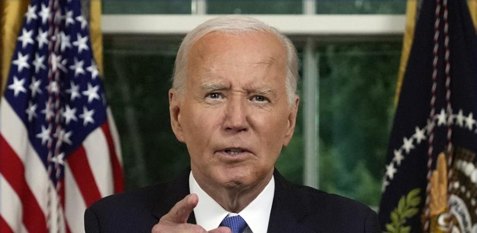 El presidente de Estados Unidos, Joe Biden, habla desde el Despacho Oval de la Casa Blanca el 24 de julio de 2024 en Washington, DC