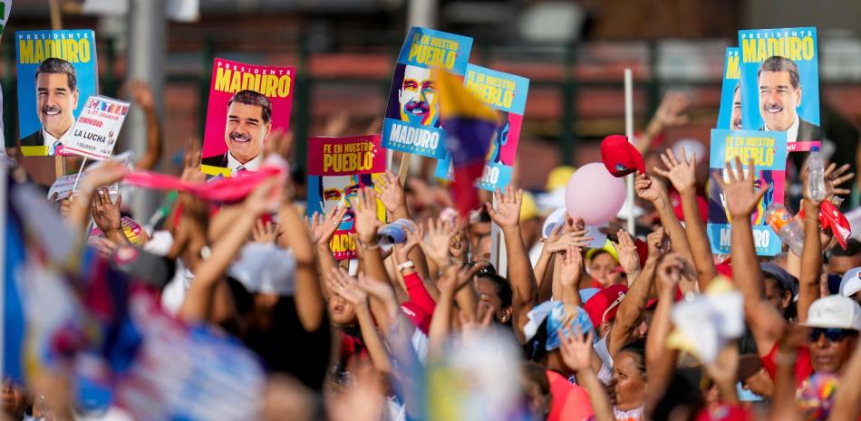 Seguidores del presidente Nicolás Maduro durante su cierre de campaña en Caracas, Venezuela, el jueves 25 de julio de 2024.