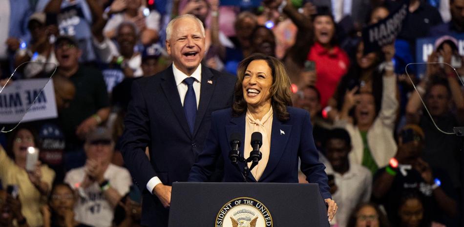 La candidata Kamala Harris y su compañero de boleta, Tim Waltz.