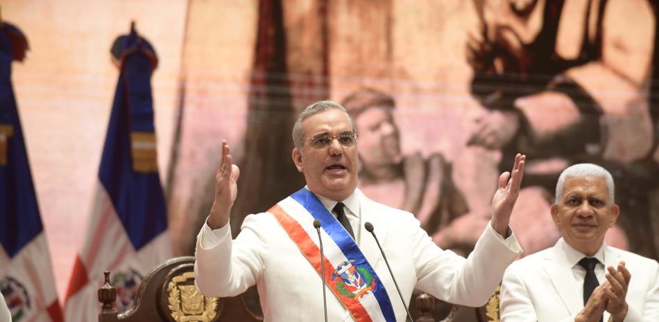 Luis Abinader durante discurso de toma de posesión.