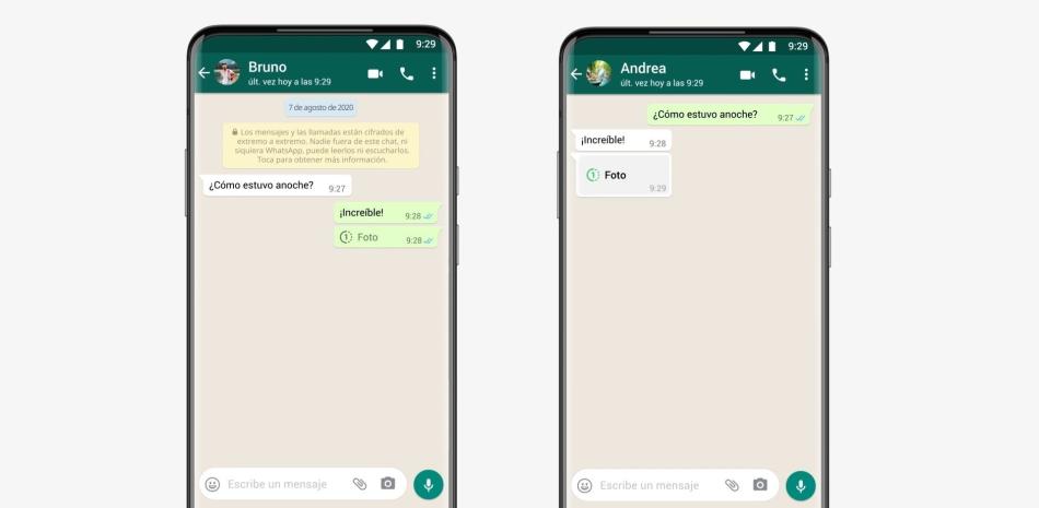 Interfaz modo de visualización única de WhatsApp