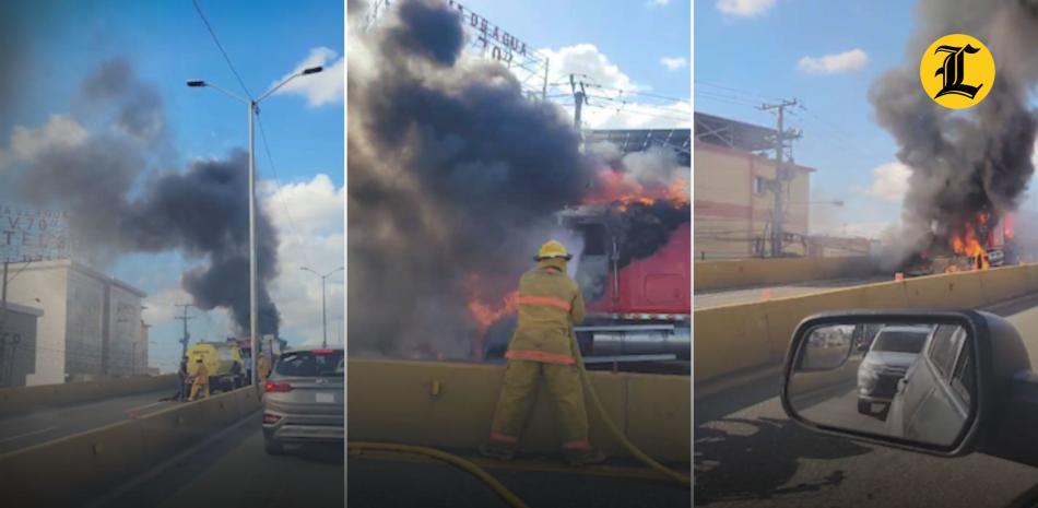 Camión incendiado, elevado de la Gómez