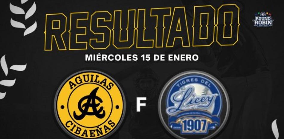 Resumen Águilas Cibaeñas vs Tigres del Licey, Round Robin