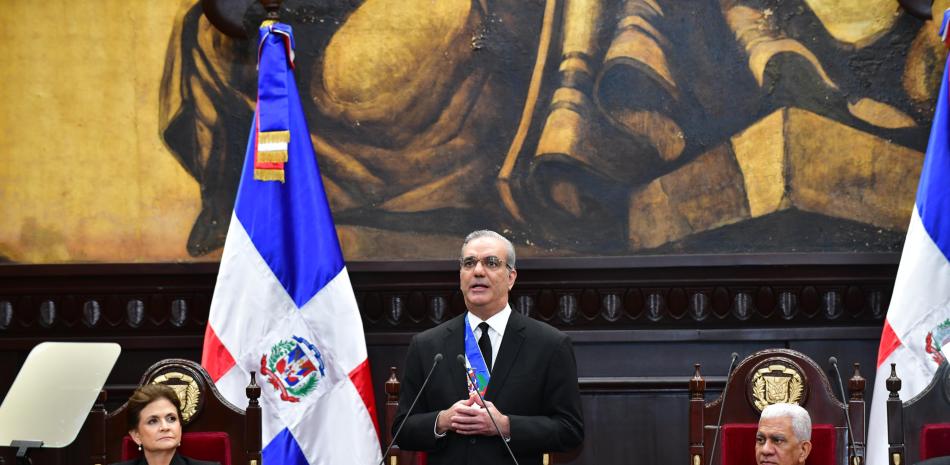 El presidente Luis Abinader en su rendición de cuentas.