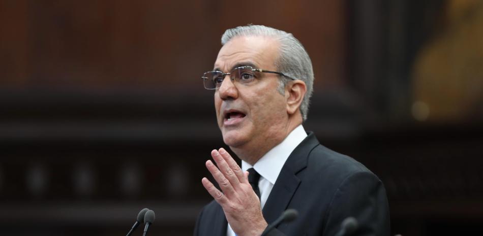 El presidente Luis Abinader durante su discurso de rendición de cuentas ante la Asamblea Nacional.