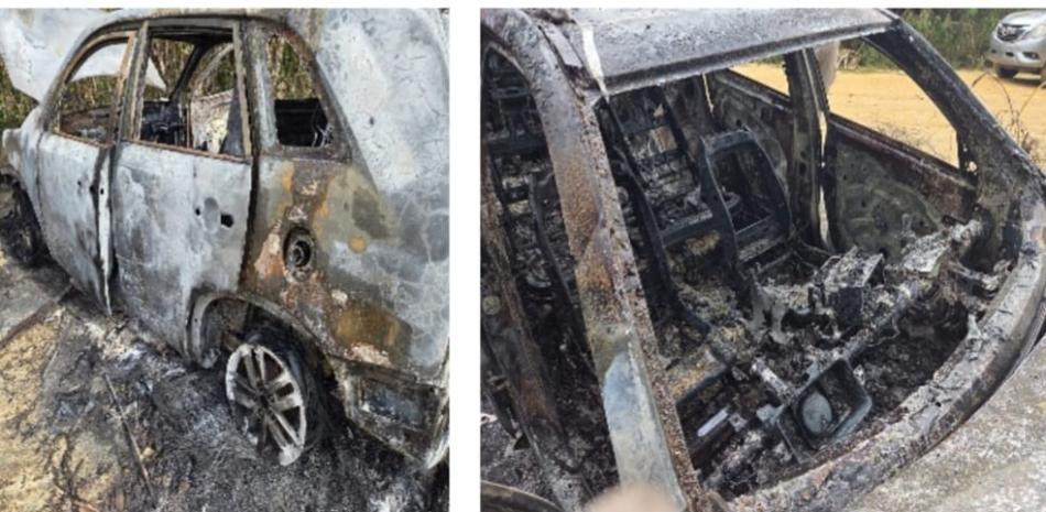 Hallan vehículo quemado de acusados de asesinar un niño y mujer en Villa Duarte