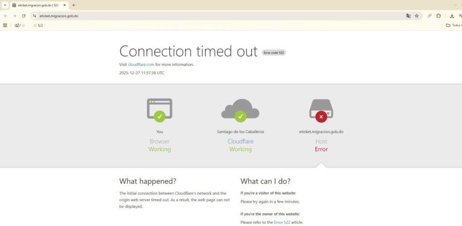 Migración reporta falla en pógina del E- Ticket.