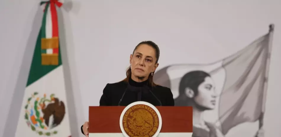 La presidenta mexicana Claudia Sheinbaum en conferencia de prensa en el palacio nacional en Ciudad de México, el 23 de febrero del 2026.