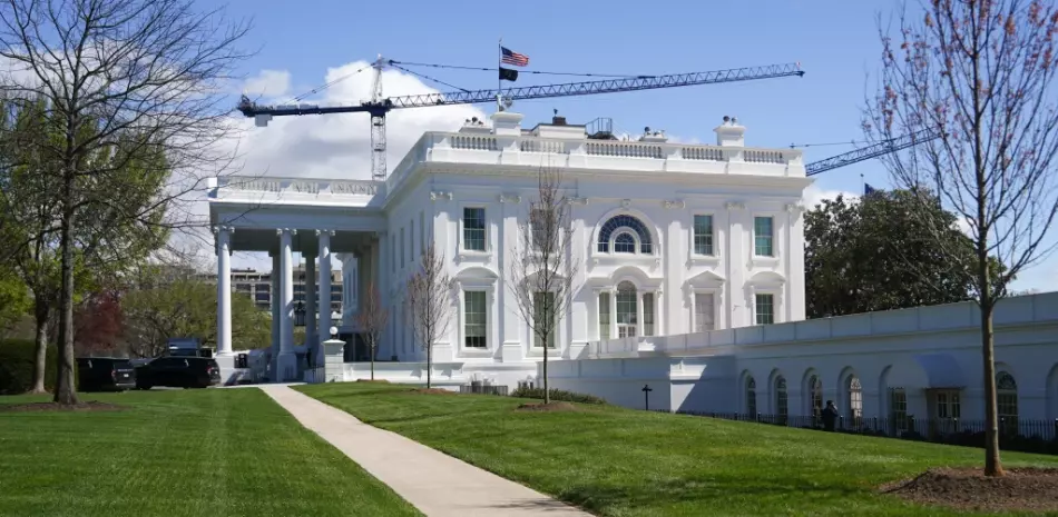 Grúas de construcción para el salón de baile de la Casa Blanca, el 23 de marzo de 2026, en Washington.
