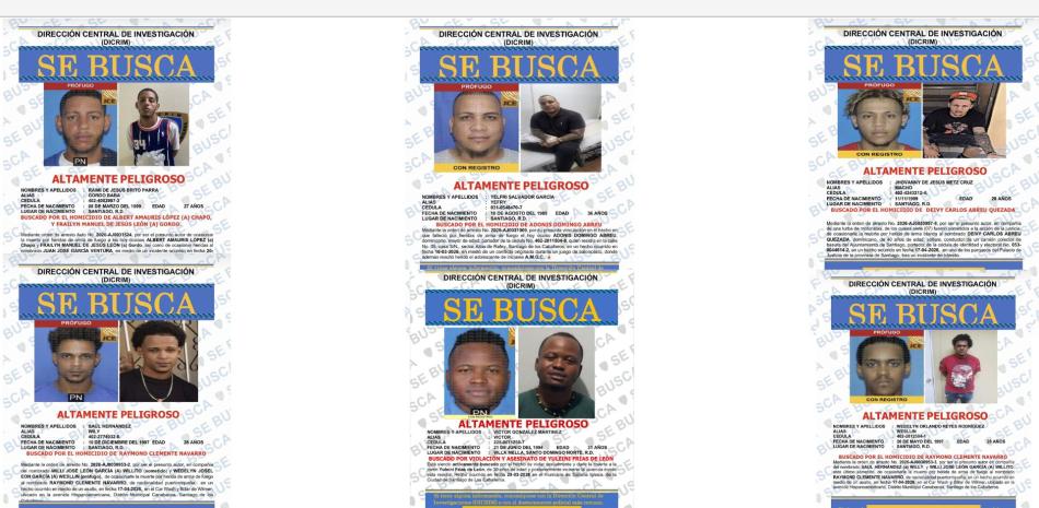 Policía Nacional de Santiago tiene seis fugitivos en su lista