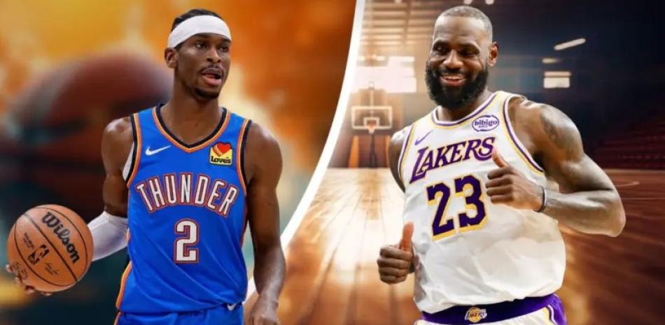 Shai Gilgeous Alexander y LeBron James son las figuras principales del Thunder y los Lakers respetivamentes.