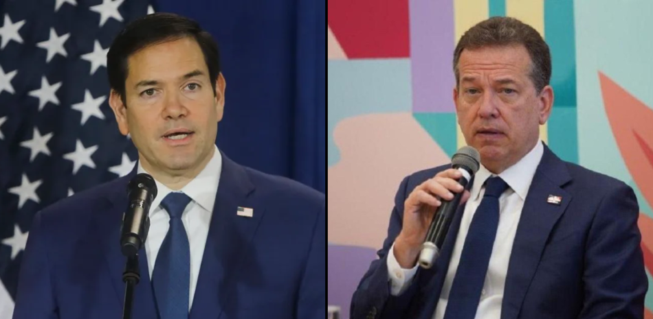 El secretario de Estado de Estados Unidos, Marco Rubio y canciller de República Dominicana, Víctor 'Ito' Bisonó,