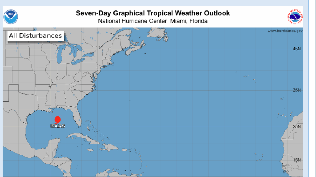 Huracán Isaías se fortalece y prevé tocar tierra este viernes sobre EE.UU.