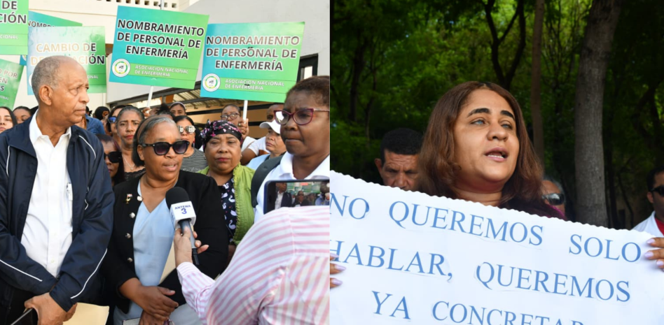 Enfermeras y no videntes reclaman en el Palacio Nacional: “No nos moveremos hasta recibir respuesta”