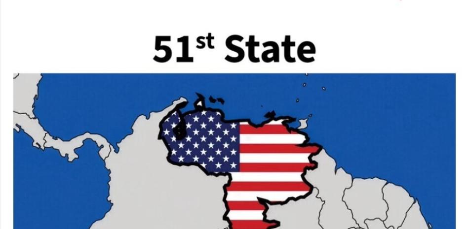 Trump publica un mapa con Venezuela pintada con la bandera de EEUU y como 51º estado