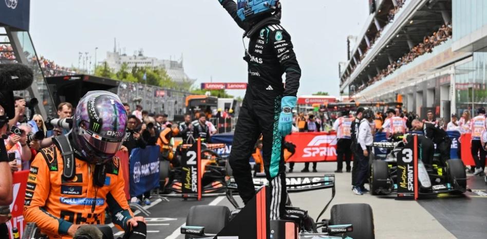 Russell choca con su compañero Antonelli en triunfo al sprint del GP de Canadá