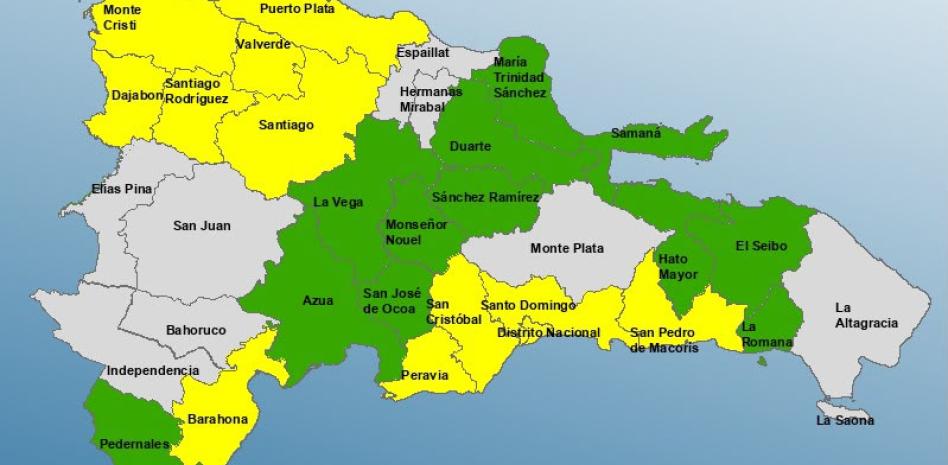 COE aumenta las provincias en alerta ante vaguada; el Gran Santo Domingo sigue en alerta amarilla