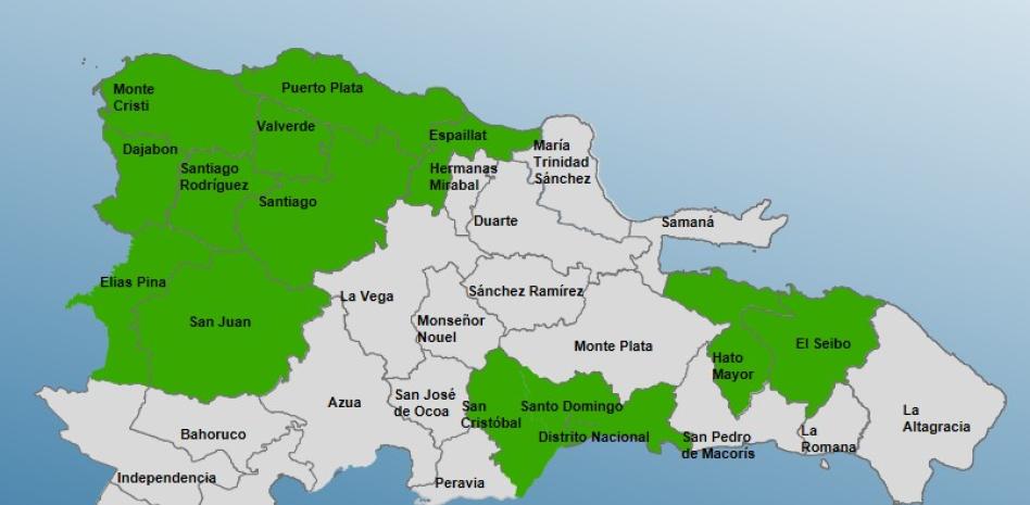 COE mantiene 14 provincias en alerta verde por lluvias
