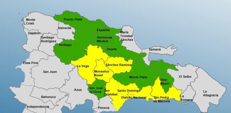 El COE eleva alerta amarilla para el Gran Santo Domingo y otras 5 provincias