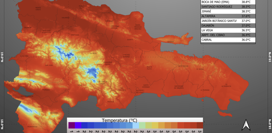 Este martes sigue el calor extremo en República Dominicana y aguaceros en algunas provincias