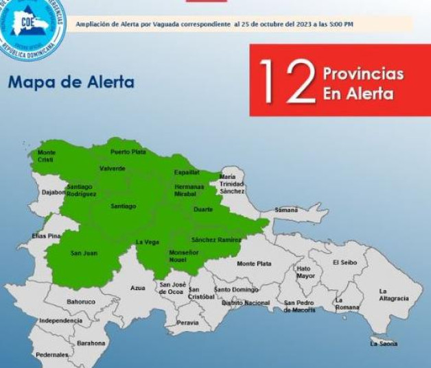 Coe colocó 12 provincias en alerta verde por paso de vaguada.