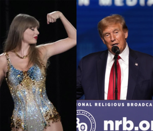 Estas imágenes muestran a la cantante, Taylor Swift y el expresidente estadounidense, Donald Trump.