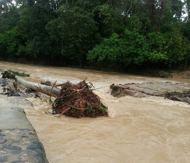 Desastres. Las lluvias de las últimas horas han provocado inundaciones y crecidas de ríos y arroyos en comunidades de la provincia Hermanas Mirabal.