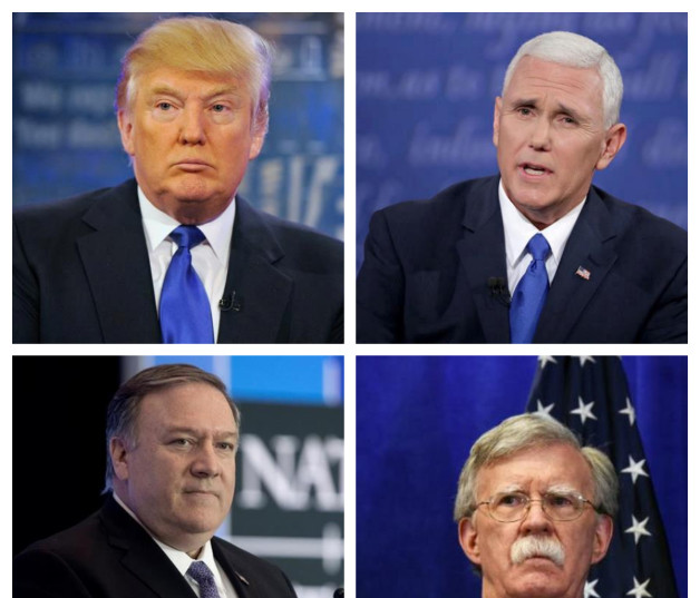 Donald Trump, Mike Pence, Mike Pompeo y John Bolton.