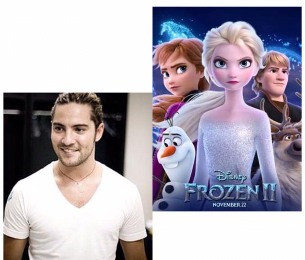 A la izquierda el cantante español David Bisbal, a la derecha imagen de la película Frozen 2. Fotos: Archivo Listín Diario.
