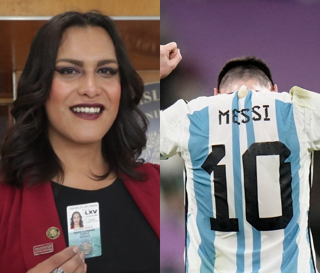 Messi y diputada mexicana María Clemente García.