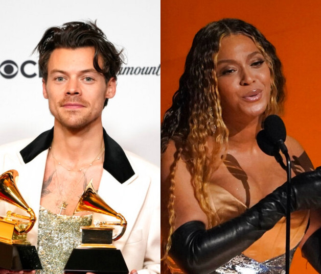 Beyoncé y Harry Styles en los Grammy 2023. AP