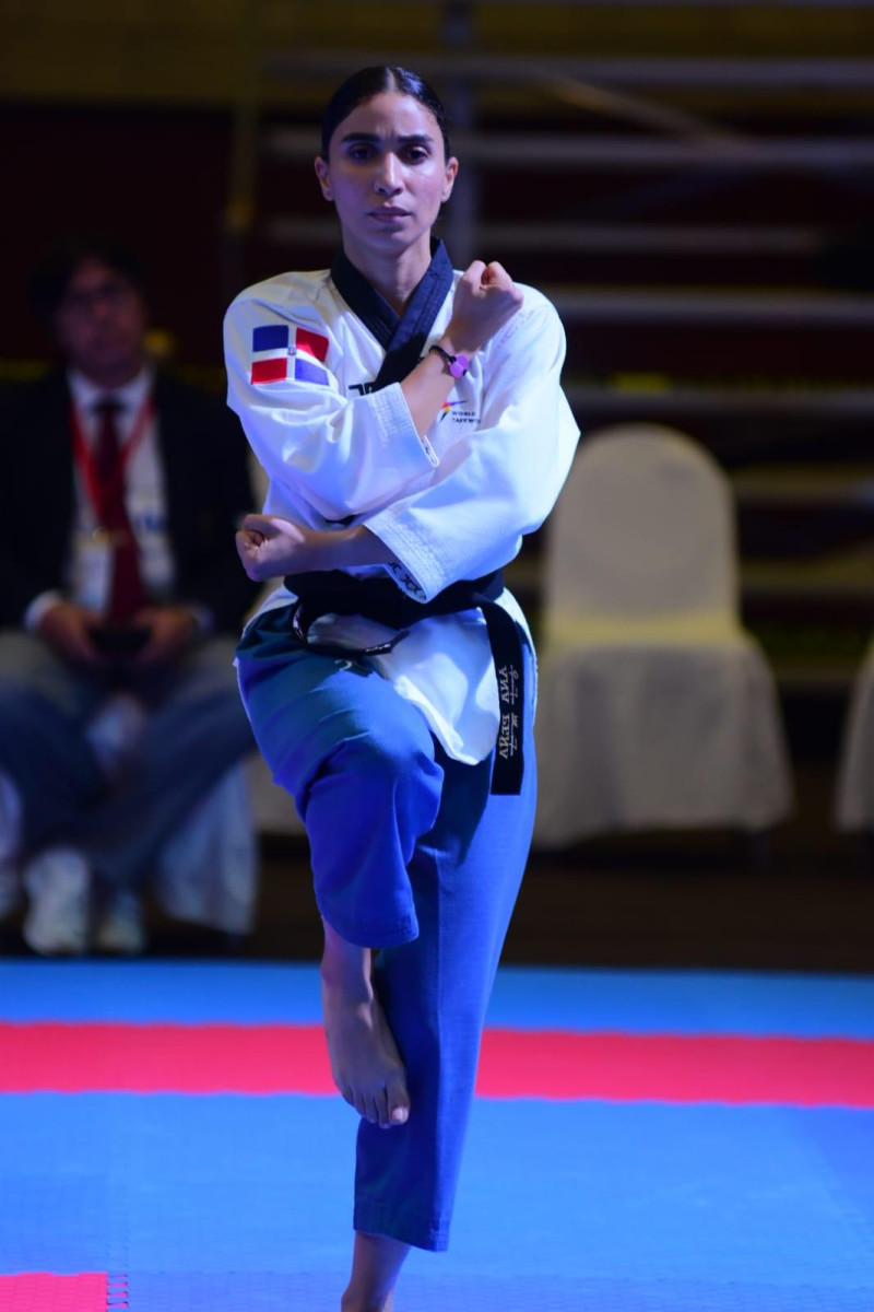 Ana Patricia Peña aparece durante su actuación en el Campeonato Panamericano de Taekwondo.