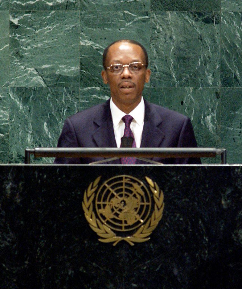 El expresidente haitiano, Jean Bertrand Aristide, cuando pronunciaba un discurso ante la Asamblea General de la ONU el 27 de septiembre de 1991.