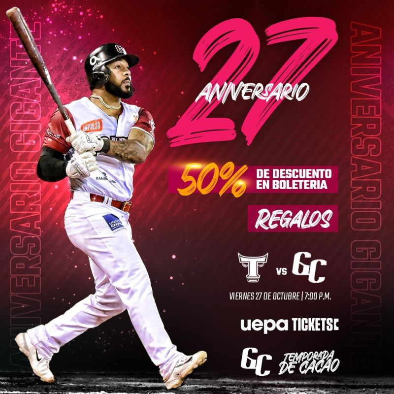 Los Gigantes del Cibao han preparado varias promociones en su aniversario 27.