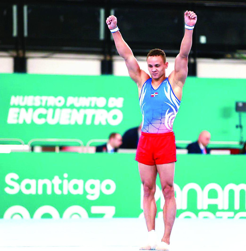 Audrys Nin Reyes luego de hacer un salto en los Juegos Panamericanos de Santiago.